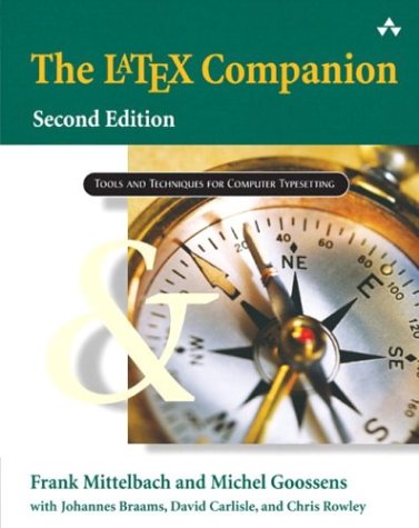 Cover of "The LaTeX Companion, second edition" by F. Mittelbach and M Goossens with Braams, Carlisle, and Rowley.